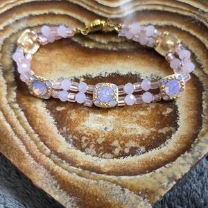 Elegant Pink and Gold Bracelet